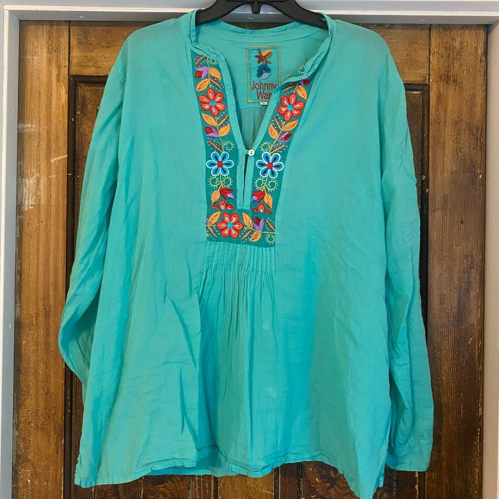 Johnny Was Blue Tunic Top